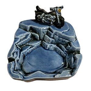 Motorcycle Themed Ashtray 6x6 Biker Mancave‎